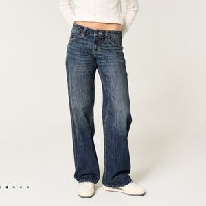 low rise dark wash baggy jeans